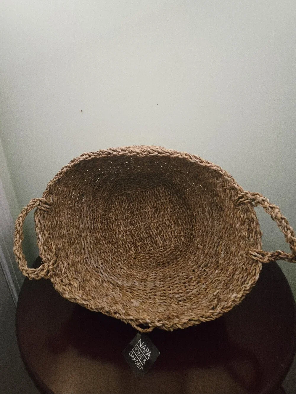 Napa Home and Garden Seagrass Shallow Baskets With Handles Set of 3 NWT